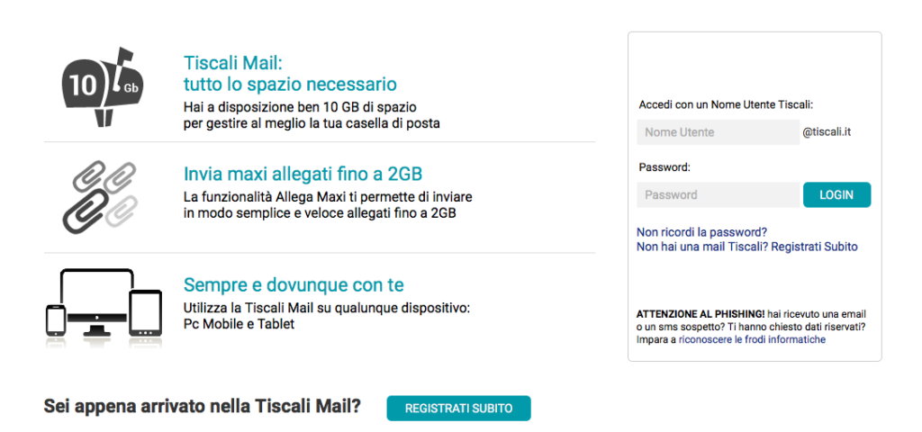 tiscali mail login