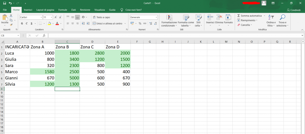 Formattazione condizionale Excel