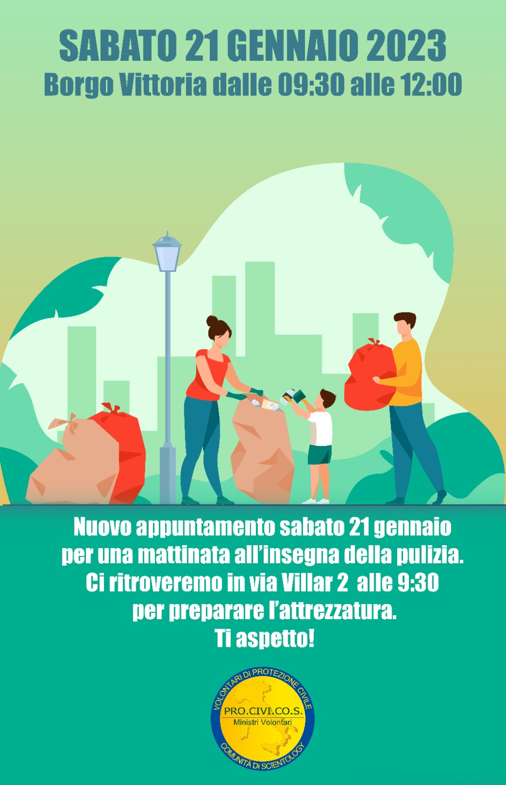 “Quartiere pulito”: sabato 21 gennaio, nuovo appuntamento